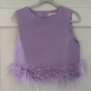 La Ros Purple Feather Trim Top